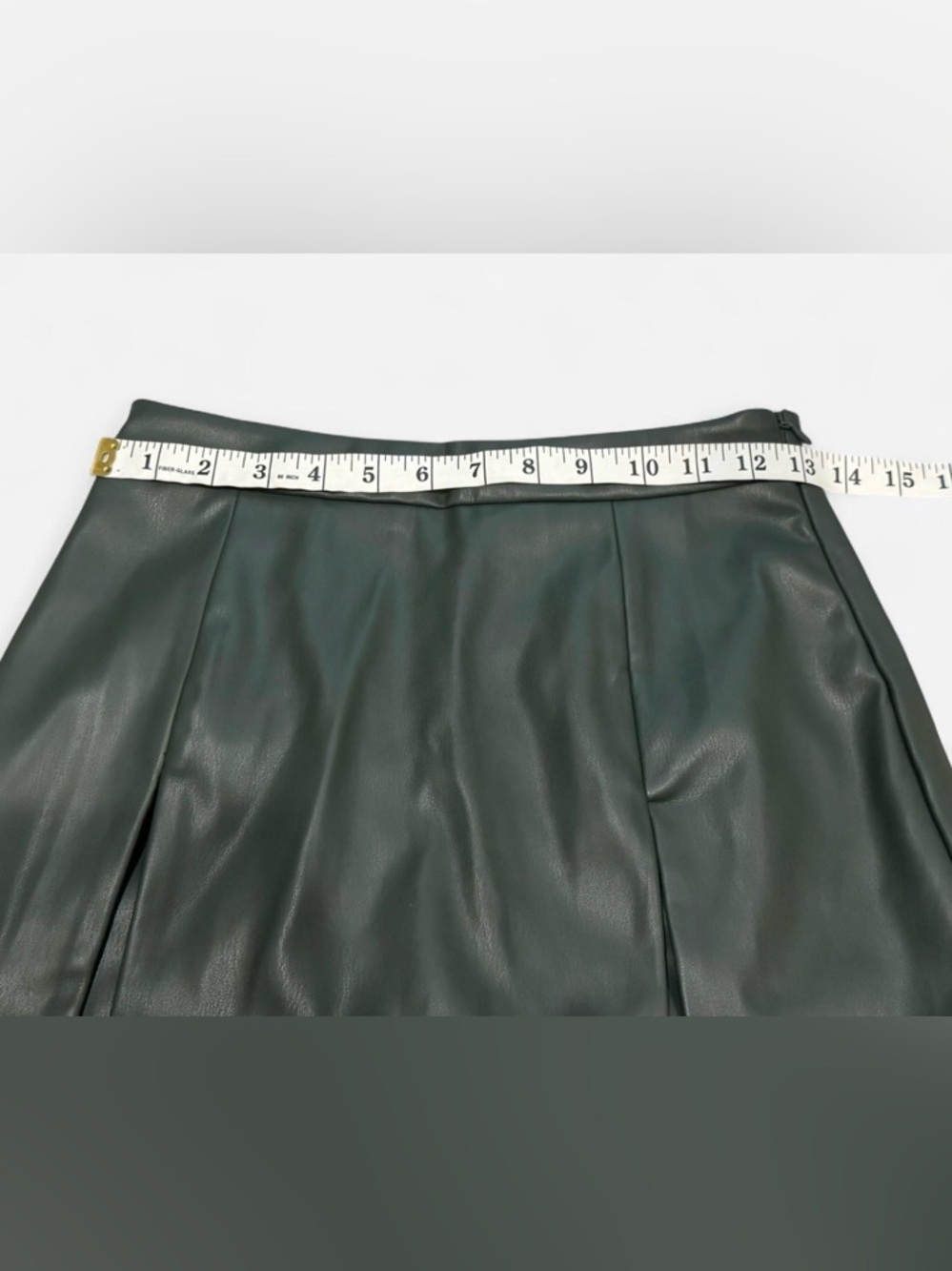 Kirious Olive Green Faux Leather Skort Size Small | high waist pleather chic - Picture 8 of 10